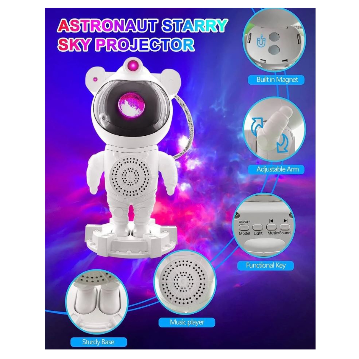 Miniatura 7 de Proyector lampara Astronauta Bluetooth